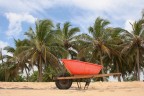 Abbandonata su una spiaggia di Santo Domingo. Qui anche gli attrezzi da lavoro sono variopinti!