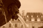 dettagli di una fontana di place des vosges (parigi), in seppia