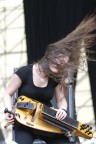 Una suonatrice di ghironda, componente del gruppo svizzero: Eluveitie.
Scattata durante il Festival Metal: Rockin Field 2008.
