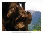 Particolare di una scultura in legno nell'orto botanico di Castel Trautmansdorff (Merano) , ispirata a "La Divina Commedia" di Dante.