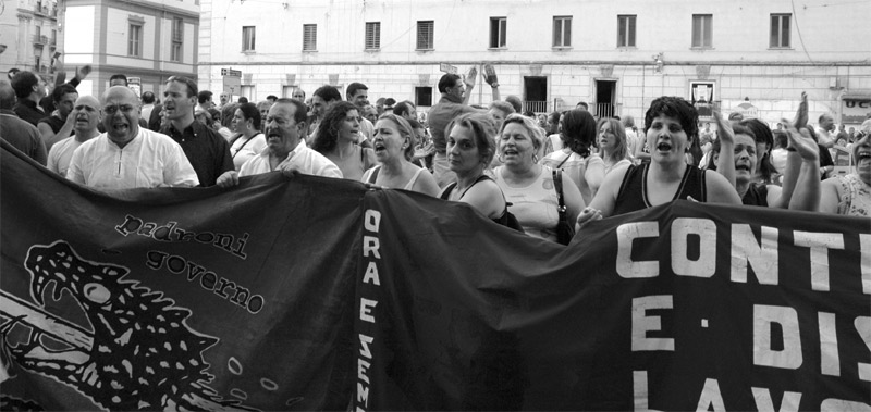 Disoccupati durante una protesta