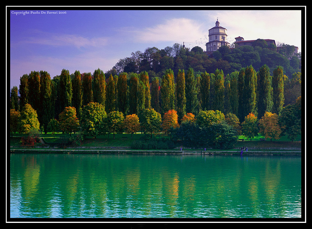 Torino, Il Po e il Monte dei Capuccini ad Ottobre.