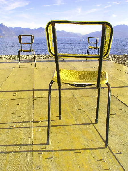 Chairs on lake