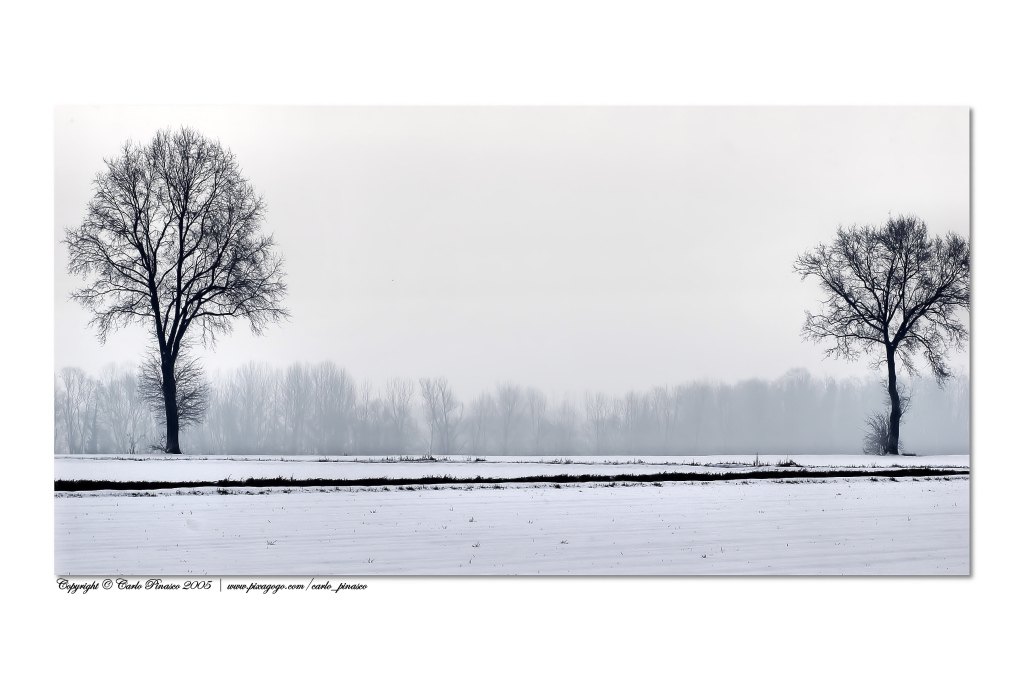 Pianura padana dopo una nevicata