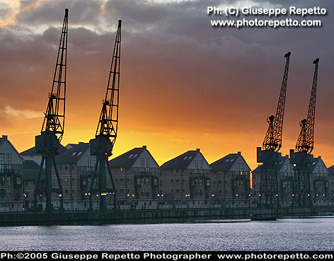 Sunset in London doks