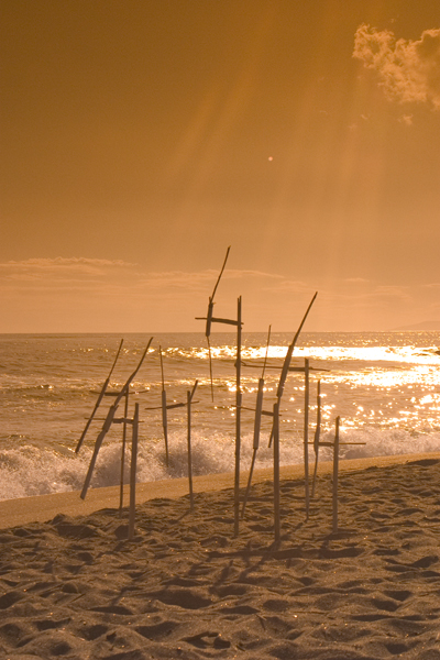 windmills on the beach