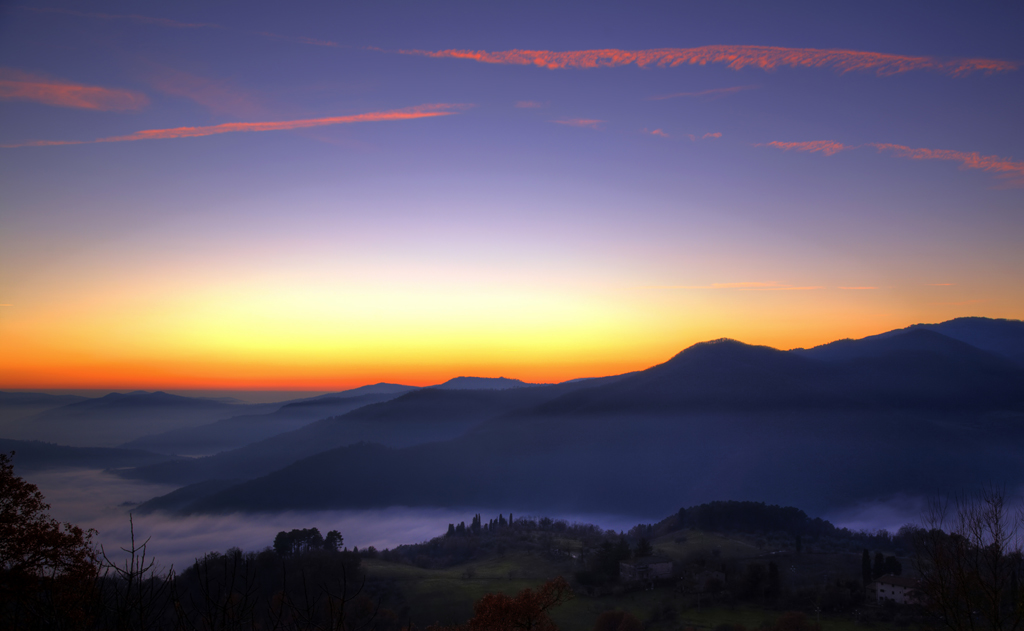 Tramonto e nebbia