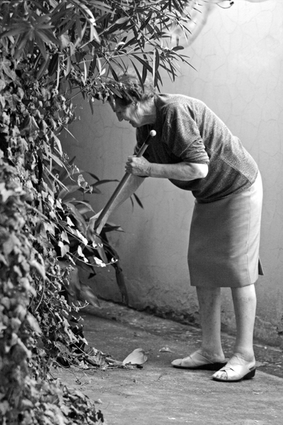 Anziana al lavoro