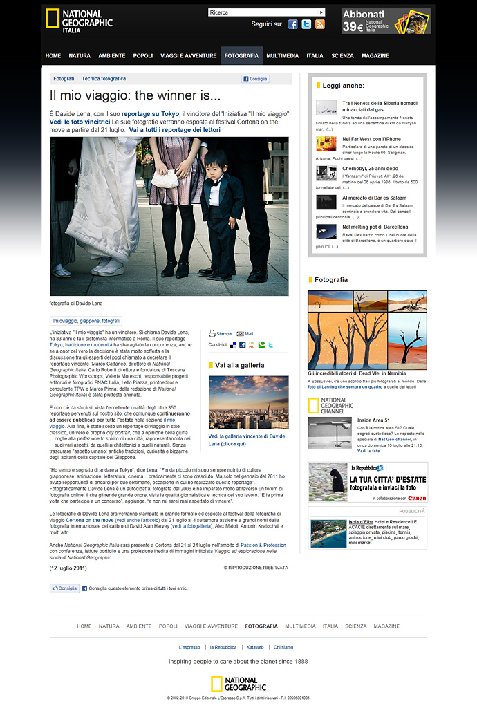 National Geographic Italia - Winner 2011