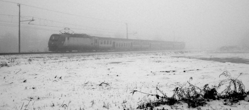 Modena neve e nebbia col treno