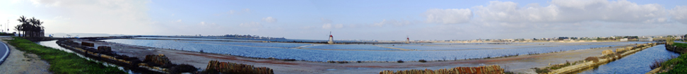 Veduta a 180 delle saline di Marsala