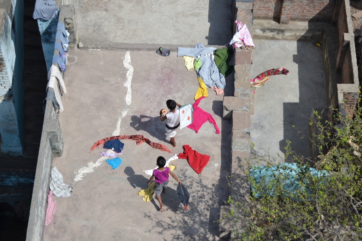 Kids flying kites