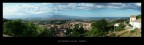 Vista del e dal paese di San Demetrio Corone (CS) verso la piana di Sibari e il mare, sullo sfondo anche il Pollino