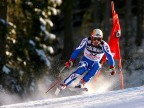 Foto di oggi pomeriggio durante le prove di discesa libera sulla pista Saslong in Val Gardena