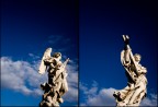 Una coppia di statue sul Ponte Sant'Angelo a Roma