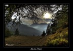 Veduta di Sauze d'Oulx dall'alpeggio Laune controluce 5 scatti con 2 stop di differenza lavorata con photomatix e photoshop