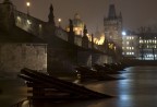 Una veduta da piazza Kampa di ponte carlo sotto la neve
