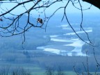 veduta dal castello di gabiano del fiume p, in lontananza si scorge la fortezza di verrua savoia