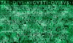 Rivisitazione in stile matrix delle iscrizioni poste sotto l'ara pacis in roma