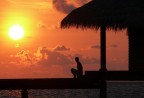 Tramonto sul mare delle Maldive