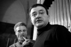 Ottobre 2008, Melzo (MI) Maurizio Mancino (in primo piano) direttore d'orchestra e organista e Valter Biella suonatore di Baght (strumento a fiato della tradizione bergamasca simile alla cornamusa) al termine di un concerto.