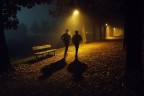 Runners in the fog