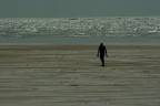 Un pescatore approfitta della bassa marea per pescare molluschi.