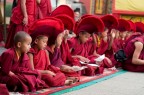 Giovani monaci in preghiera per il compleanno di Buddha. Foto scattata a Boudha, Nepal.