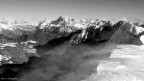 foto scattata da cima Venegia durante una bufera di vento, verso la Civetta e il Pelmo.