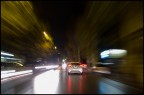 Ho fissato la compatta sul cruscotto, impostato un tempo di scatto di 2 secondi e fatto un giro in auto in una serata piovosa.
Non sapevo che nome potesse avere questa tecnica, una sorta di panning frontale... L'effetto a me piace, che ne dite?