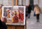 Pitturare in piazza san Marco durante il carnevale
