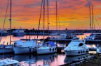 Tramonto sul porto Bocca d'Arno di Pisa