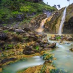 Sorgenti di acqua calda sulfurea sul vulcano Rinjani a Lombok - Indonesia