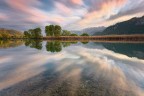 Le prealpi lombarde ed il gruppo del Resegone (1875m) riprese all'alba con lunga esposizione (Big Stopper) dalle sponde dell'Adda