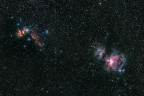Altra immagine dal profondo cielo.
Nebulose Fiamma e Testa di cavallo a sinistra e Grande nebulosa di Orione a destra
D750 e Sigma 180mm macro su Star Adventurer.
34 lights (22 ISO 400 - f/4 - 40sec. e 12 ISO 2500 - f/4 - 100sec.) - 19 bias - 12 darks - 23 flats.
PixInsight e PS CC 2017 per la post produzione.
L'acquisizione  stata fatta la mattina del 24 agosto 2018 dalle 04:00 alle 5:30 circa.
A voi impressioni e commenti!
