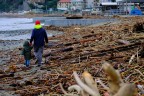 Albissola Marina SV, 24/11/19. Spiaggia invasa dai detriti trasportati dal vicino torrente.