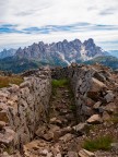 cima Juribrutto al passo S. Pellegrino, trincee con vista sulle Pale di San Martino