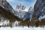 Le pareti nord delle Tre Cime di Lavaredo viste dalla Val di Landro