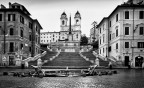 La scalinata di Trinit dei Monti e la barcaccia di Piazza di Spagna in un primo mattino di luglio di parecchi anni fa con una sola presenza umana che, inconsapevolmente, si  messa in posa per me!